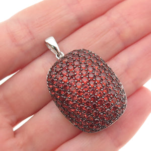 925 Sterling Silver Round-Cut Red C Z Charm Pendant