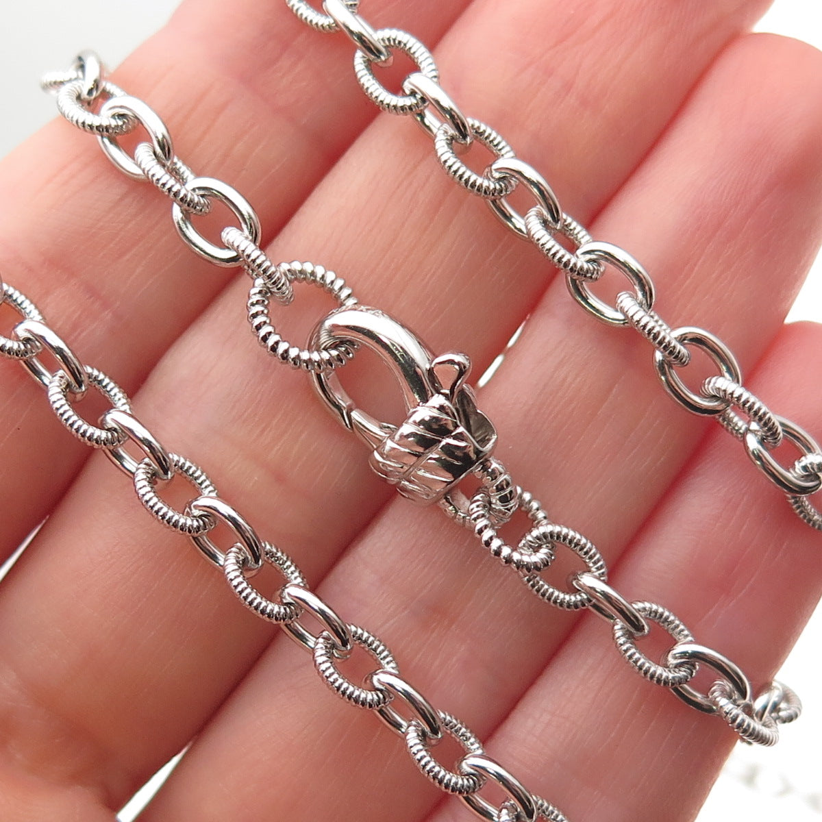 Judith Ripka 925 Sterling Silver Cable Chain Necklace 22"