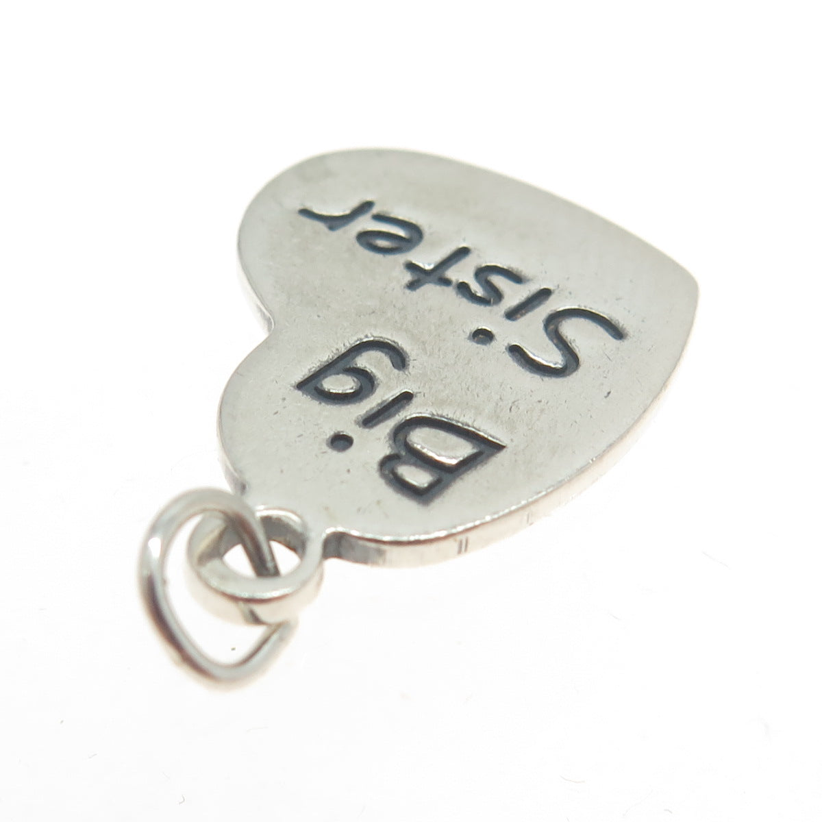 SUNWEST 925 Sterling Silver Vintage Big Sister Heart Charm Pendant