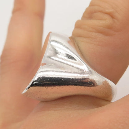 925 Sterling Silver Vintage Modernist Signet Ring Size 7.25