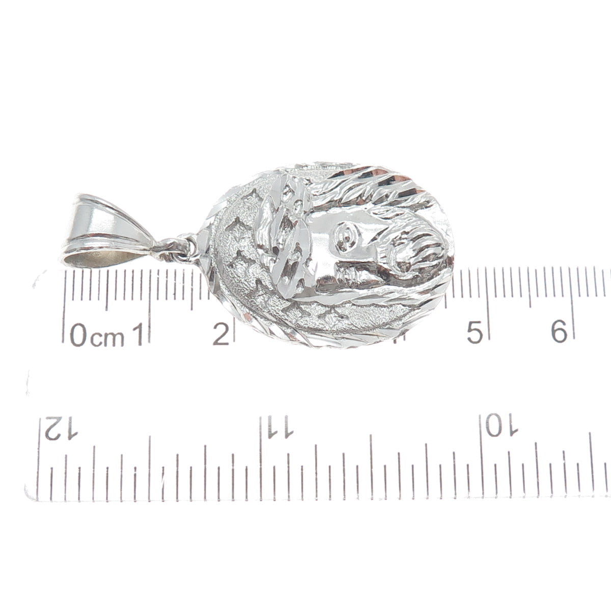 925 Sterling Silver Diamond-Cut Jesus Religious Pendant