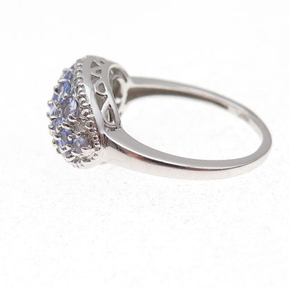 Chuck Clemency 925 Sterling Silver Real Diamond & Tanzanite Ring Size 8.25