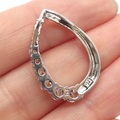 925 Sterling Silver C Z Open Teardrop Slide Pendant