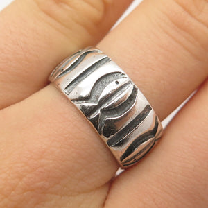 980 Silver Vintage Tribal Band Ring Size 9