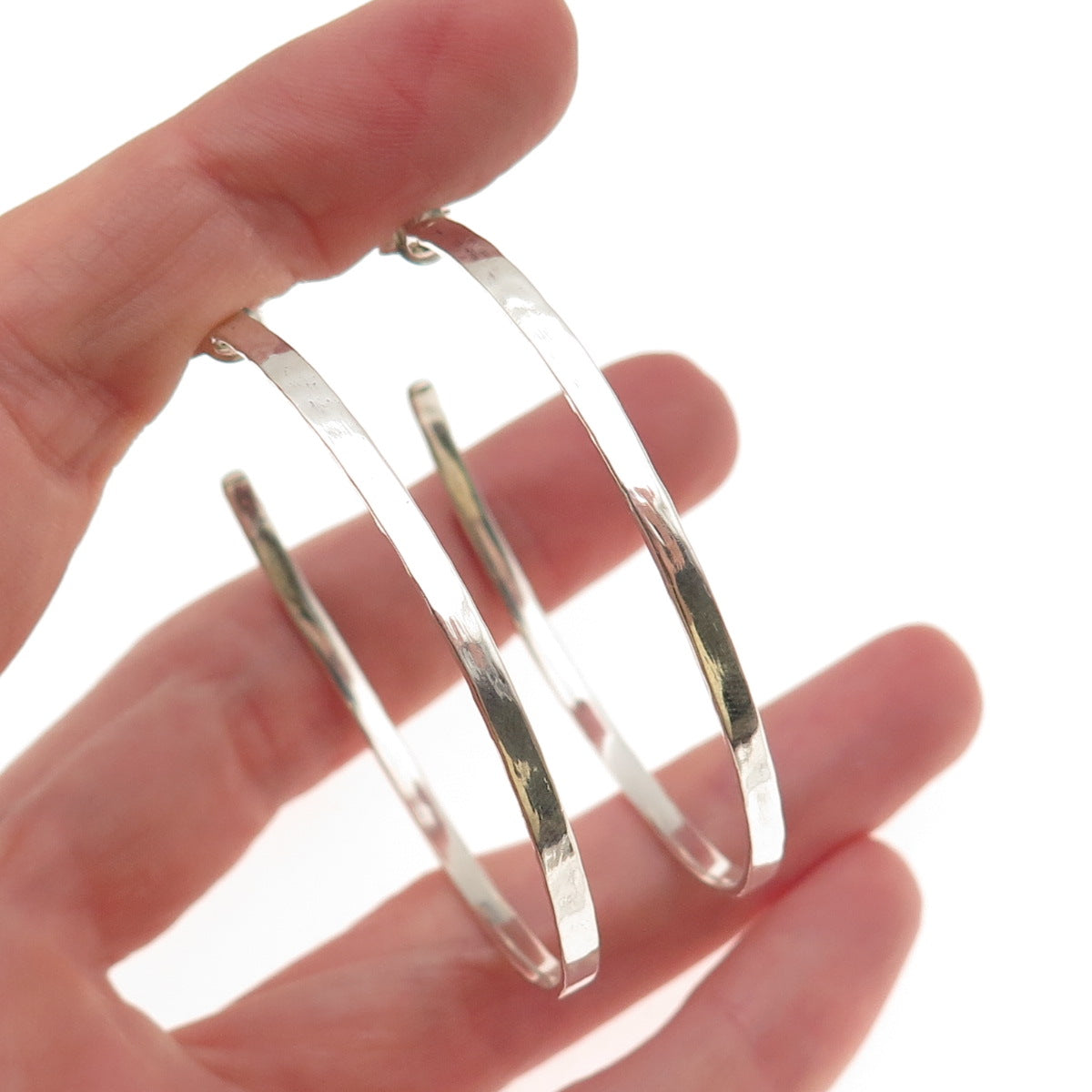 Silpada 925 Sterling Silver Vintage Hammered Large Hoop Earrings