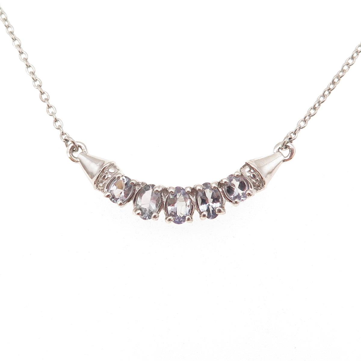 Chuck Clemency 925 Sterling Silver Real Tanzanite Cable Chain Necklace 18"