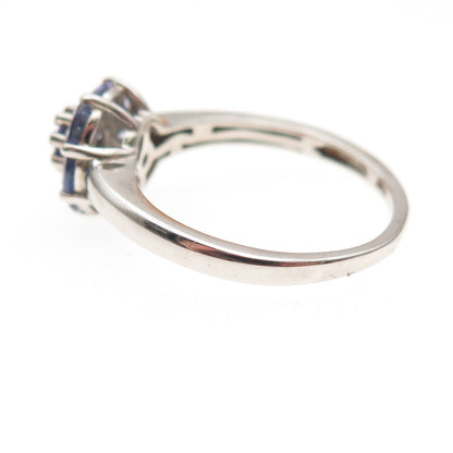 Chuck Clemency 925 Sterling Silver Real Tanzanite Floral Ring Size 7.25