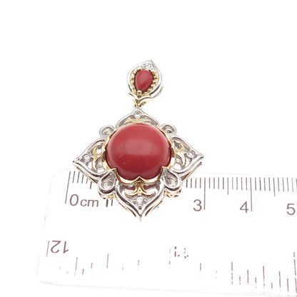 Michael Valitutti Gems En Vogue 925 Sterling 2-Tone Coral & White Topaz Pendant