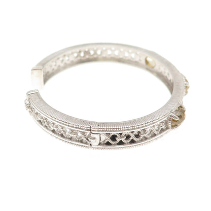 Judith Ripka 925 Sterling Silver Real Lemon Quartz Infinity Cuff Bracelet 6.25"