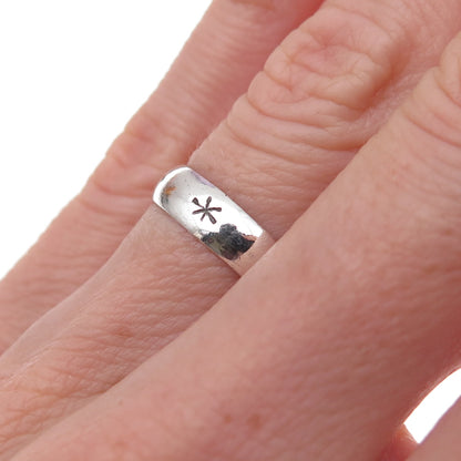 925 Sterling Silver Vintage Star Oxidized Band Ring Size 5.5