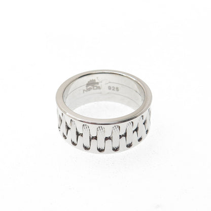 NEOS 925 Sterling Silver Textured Sewing Stitches Band Ring Size 8.25