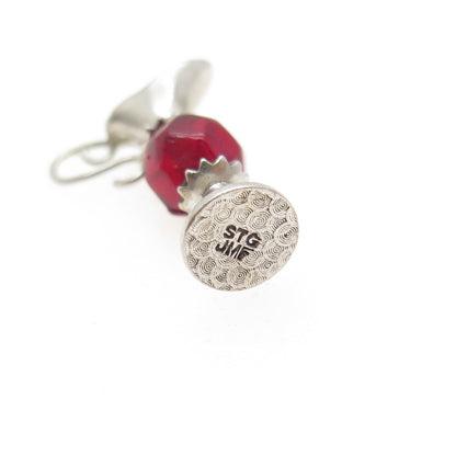 J.M. FISHER Sterling Silver Antique Art Deco Glass Jug Minimalist Charm Pendant