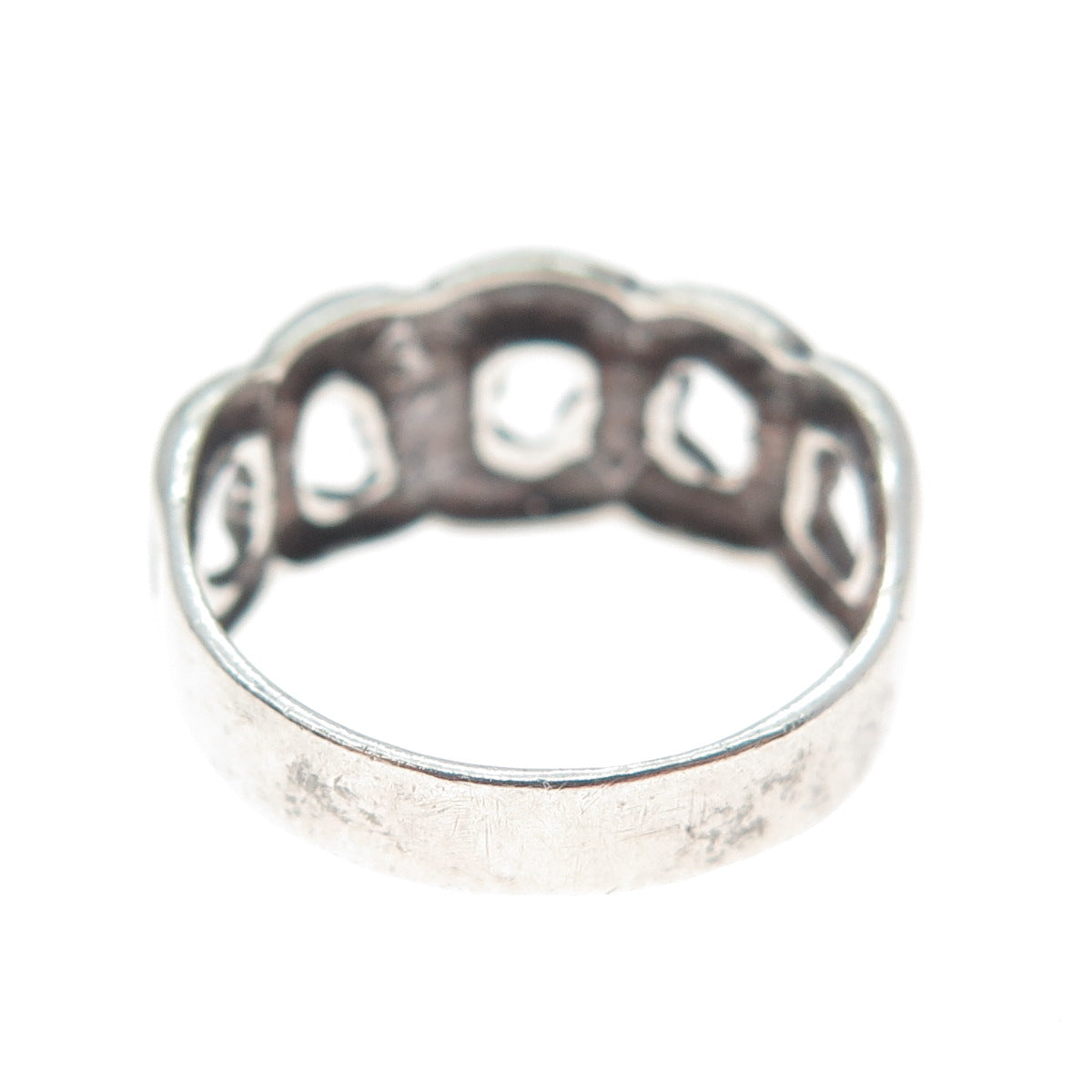 925 Sterling Silver Vintage Curb Link Oxidized Ring Size 6.25