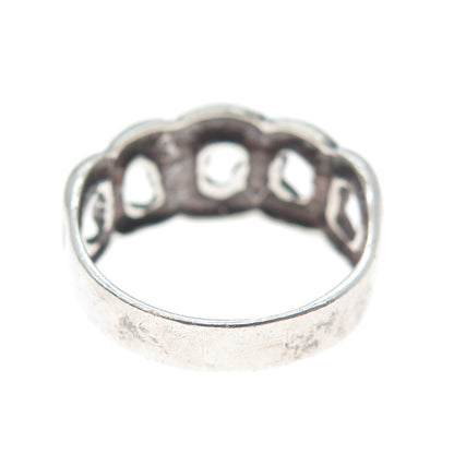 925 Sterling Silver Vintage Curb Link Oxidized Ring Size 6.25