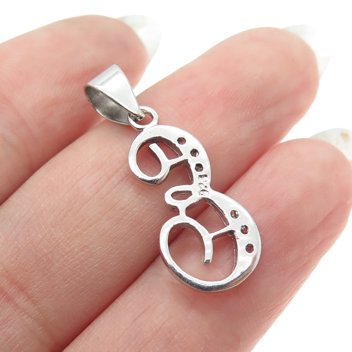 925 Sterling Silver Round-Cut C Z Letter "E" Initial Pendant