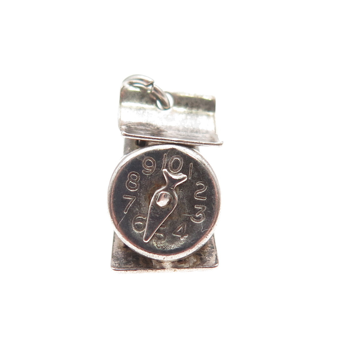 925 Sterling Silver Antique Art Deco Mexico Scale Oxidized 3D Mini Charm Pendant