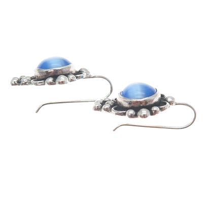 ATI ANNIKA WITT Sterling Silver Vintage Mexico Fiber Optic Cat's Eye Earrings
