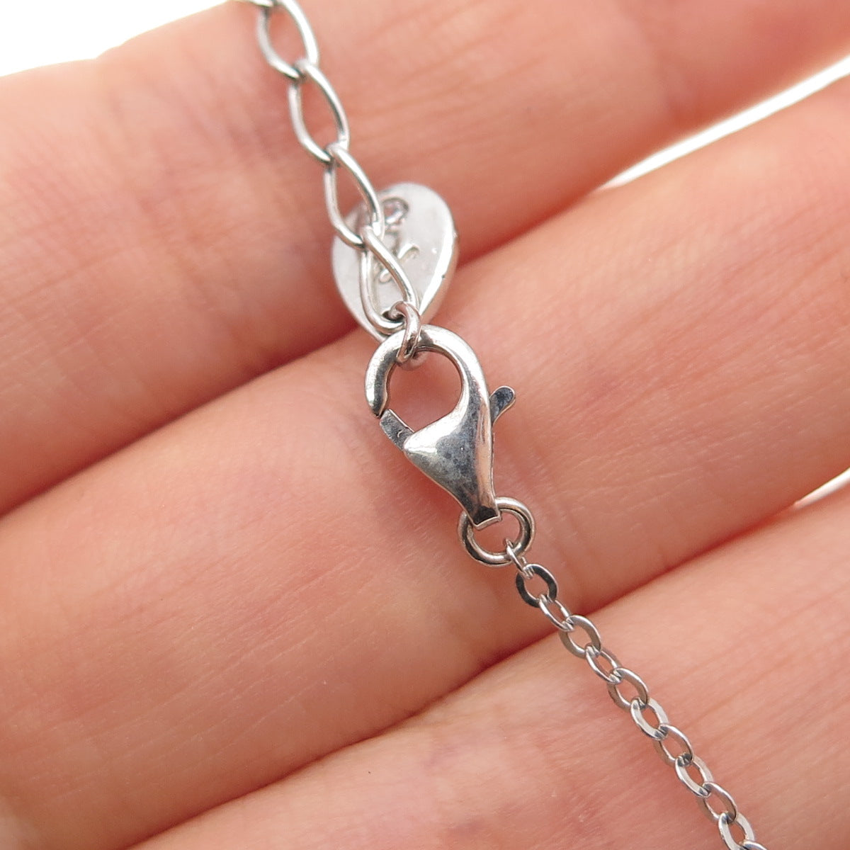 925 Sterling Silver Round-Cut C Z Cross Cable Chain Necklace 16-18"