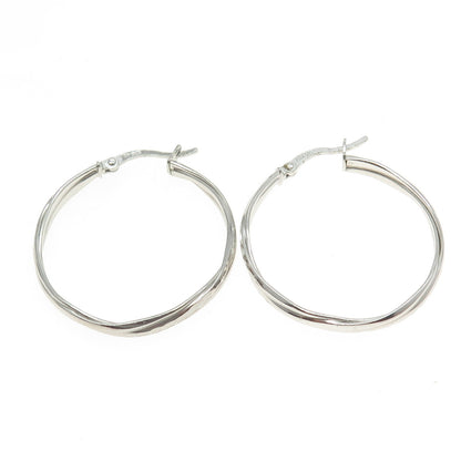 925 Sterling Silver Hammered Crisscross Hoop Earrings