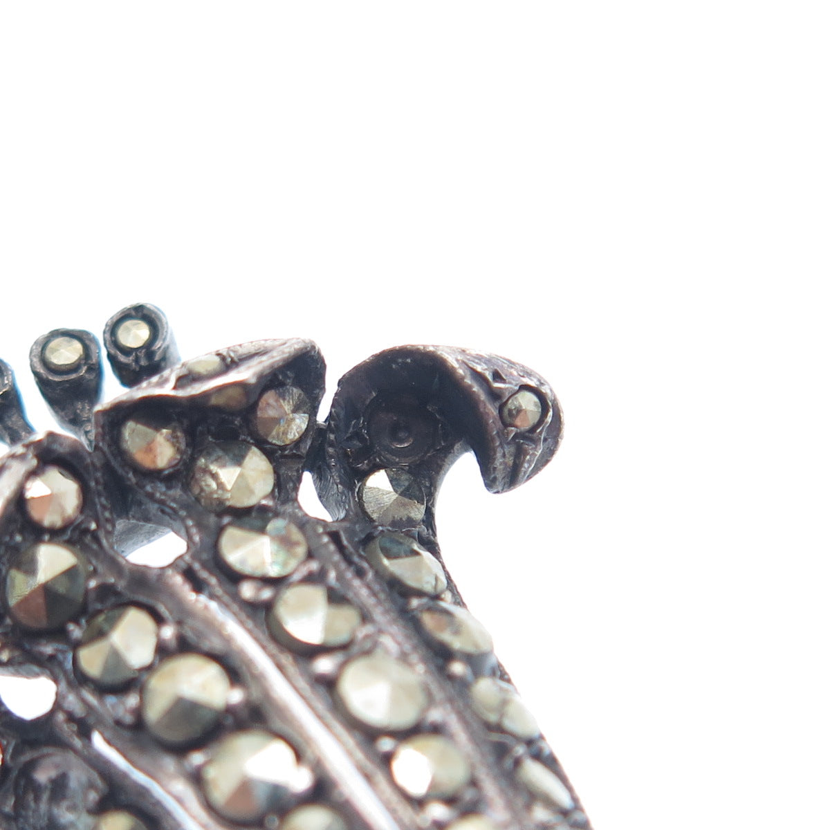 925 Sterling Silver Antique Real Marcasite Bellflower Pendant (missing 3 stones)