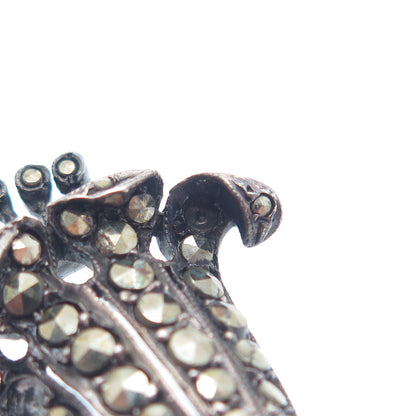 925 Sterling Silver Antique Real Marcasite Bellflower Pendant (missing 3 stones)