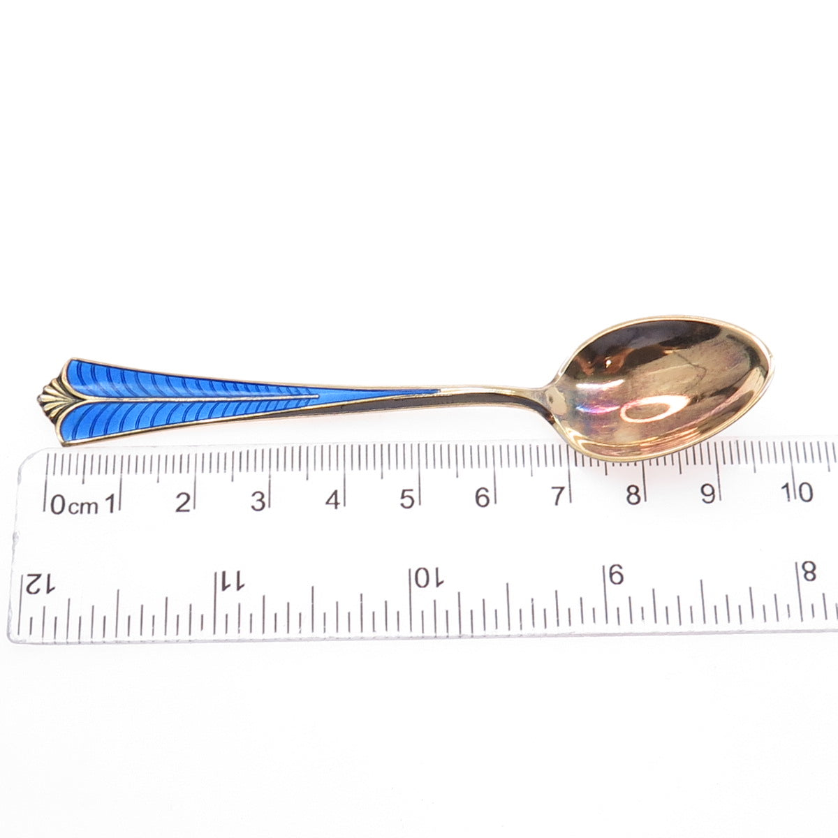 DAVID ANDERSEN 925S Sterling Gold Plated Vintage Norway Enamel Coffee Spoon