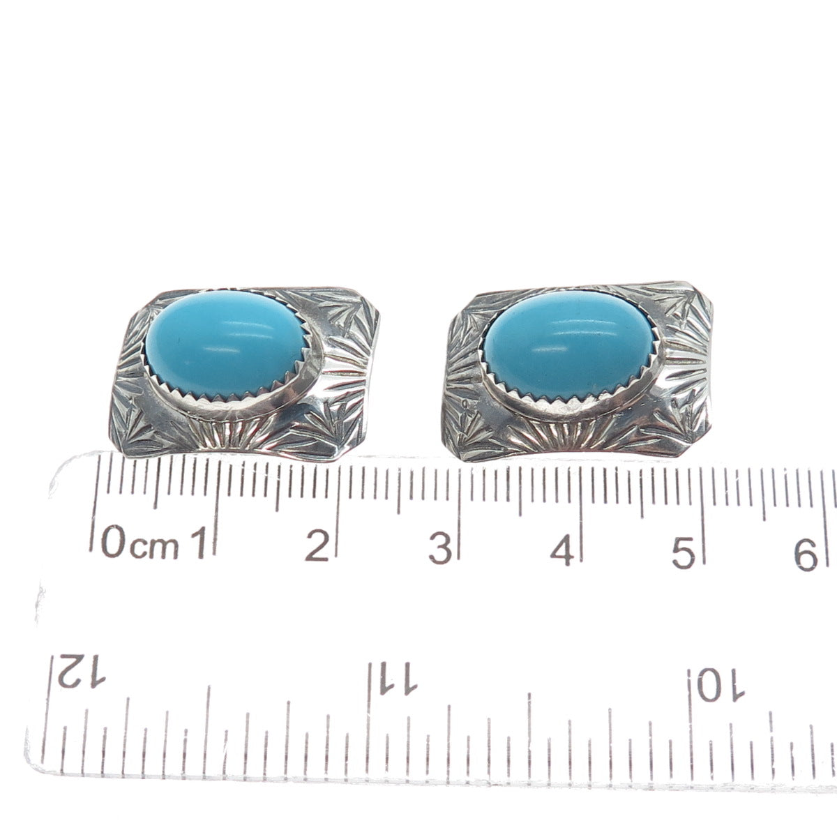Old Pawn 925 Sterling Silver Vintage Southwestern Turquoise Clip On Earrings