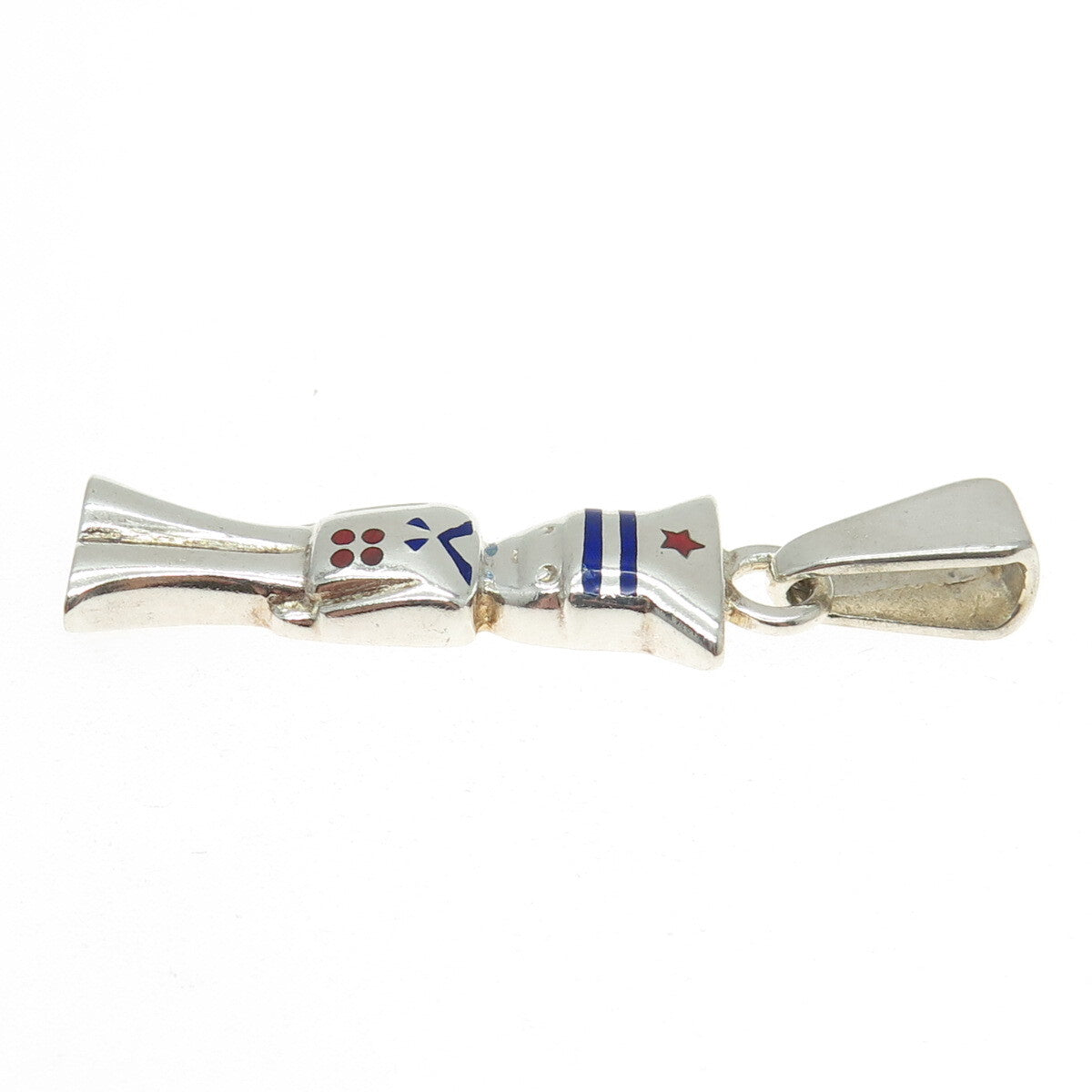 925 Sterling Silver Vintage Italy Enamel Seafarer Pendant