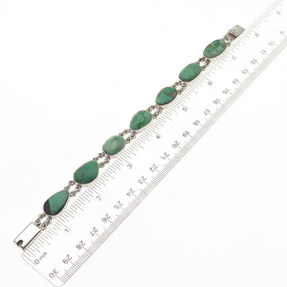 J&F Tsinijinnie Navajo Old Pawn Sterling Turquoise Bracelet 7.25" (broken stone)