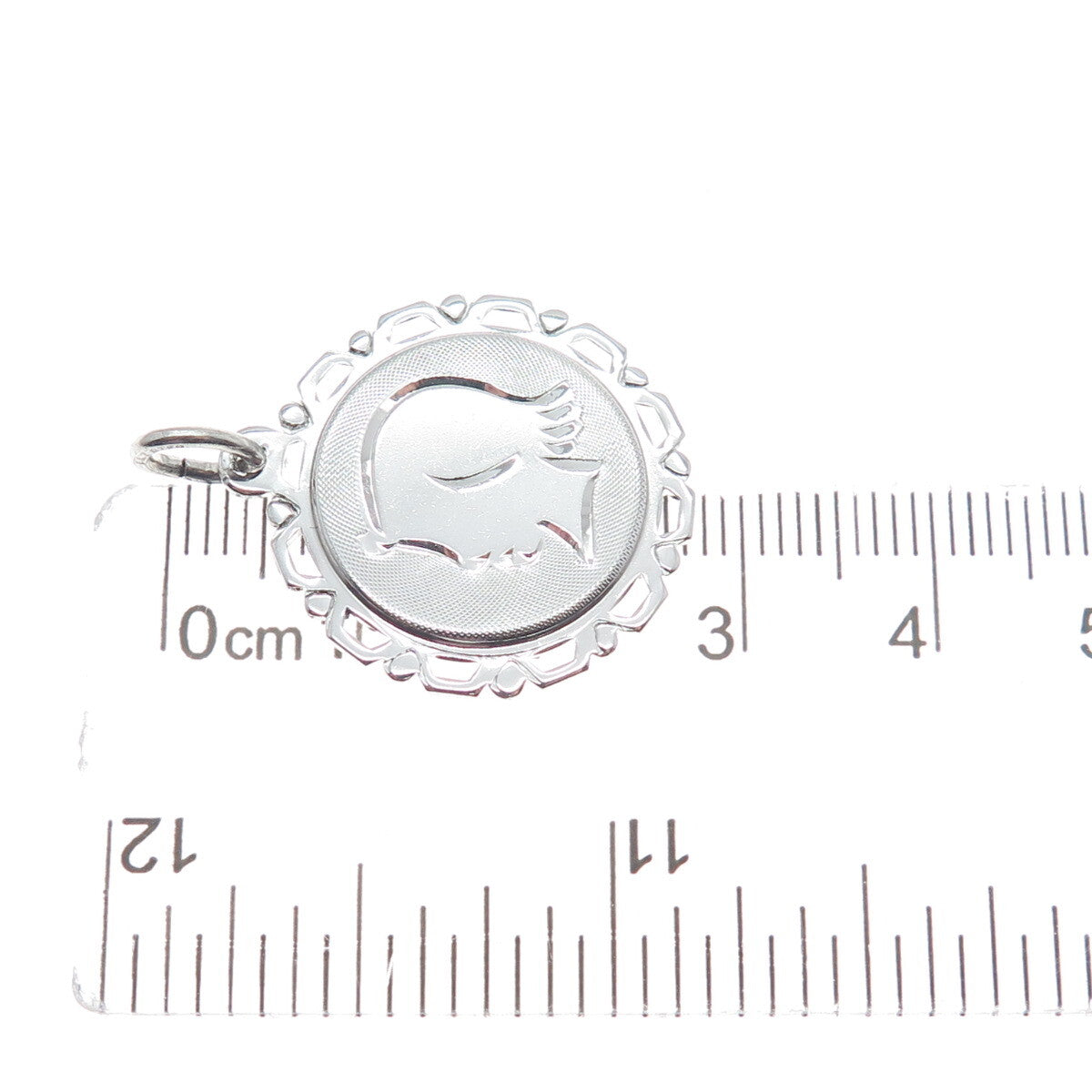 A & Z 925 Sterling Silver Vintage Diamond-Cut Girl's Face Profile Charm Pendant