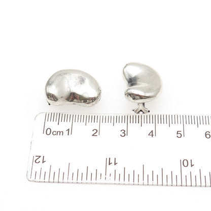 925 Sterling Silver Vintage Modernist Bean Oxidized Clip On Earrings