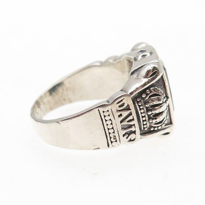 JUSTIN DAVIS 925 Sterling Silver Vintage Real Hematite Oxidized Ring Size 11.5