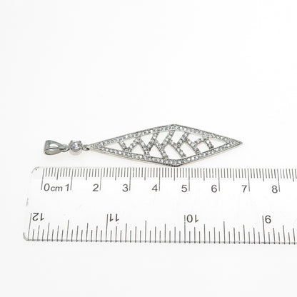 925 Sterling Silver Round-Cut C Z Zig Zag Sparkle Pendant