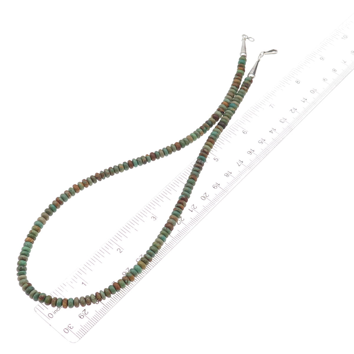 Sunrise Old Pawn Sterling Silver Vintage Royston Turquoise Beaded Necklace 18"