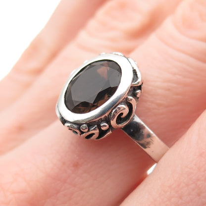 Silpada 925 Sterling Silver Vintage Real Smoky Quartz Swirl Ring Size 8