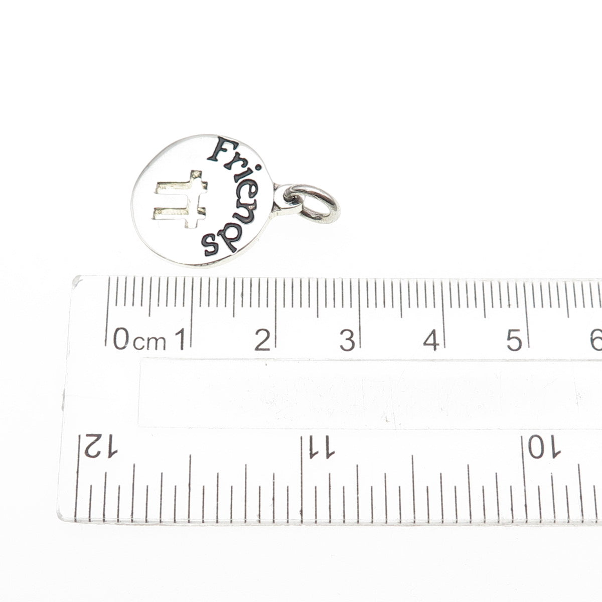 925 Sterling Silver Vintage Friends Mini Tag Charm Pendant