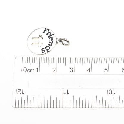 925 Sterling Silver Vintage Friends Mini Tag Charm Pendant