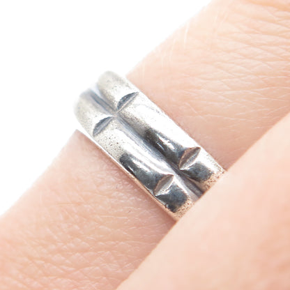 925 Sterling Silver Vintage 2-Row Bar Oxidized Band Ring Size 10.5