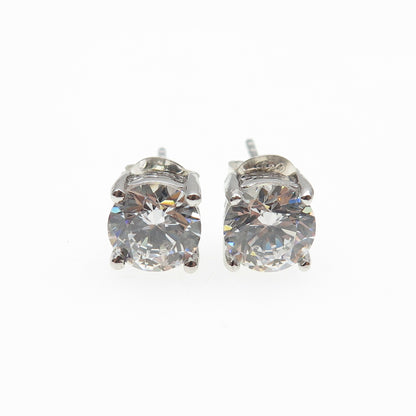 925 Sterling Silver Round-Cut C Z Stud Earrings