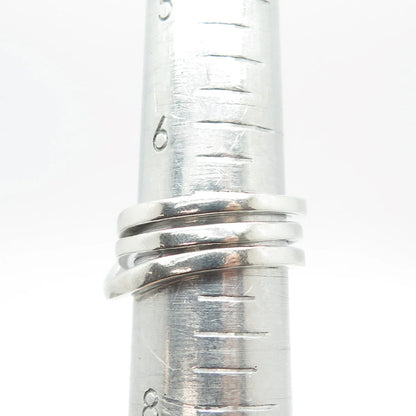 925 Sterling Silver Vintage Striped Ring Size 7
