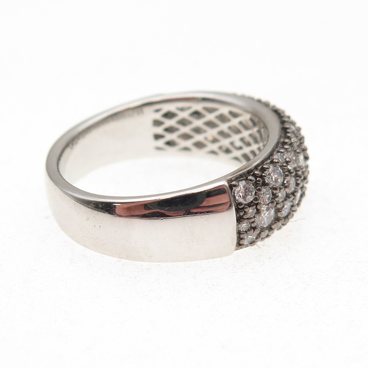 925 Sterling Silver Round-Cut C Z Sparkle Ring Size 10.5