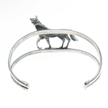 925 Sterling Silver Vintage Mexico Horse Adjustable Oxidized Bracelet 6.75"