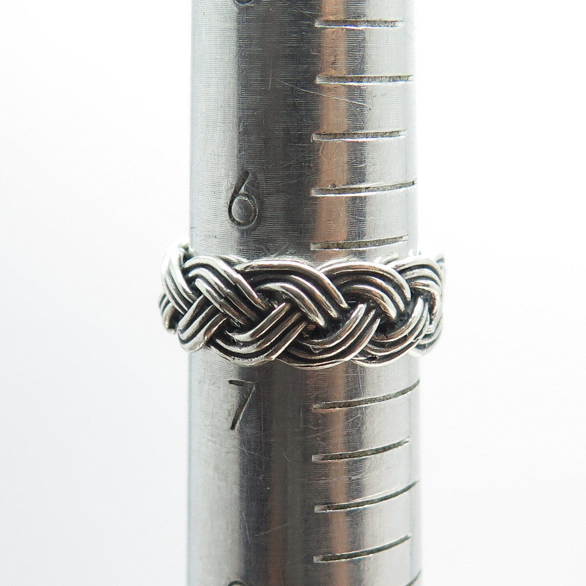 925 Sterling Silver Vintage Wicker Band Ring Size 6.75