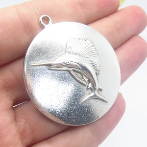 925 Sterling Silver Vintage Viking Craft Swordfish Pendant