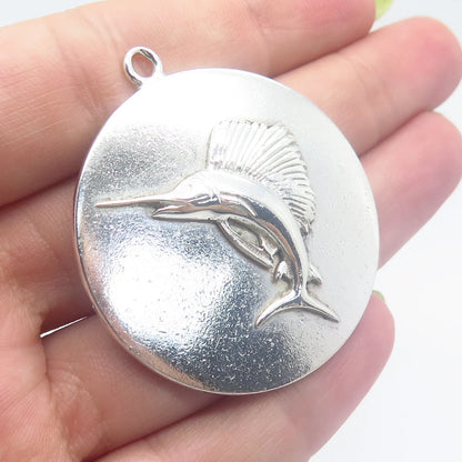 925 Sterling Silver Vintage Viking Craft Swordfish Pendant