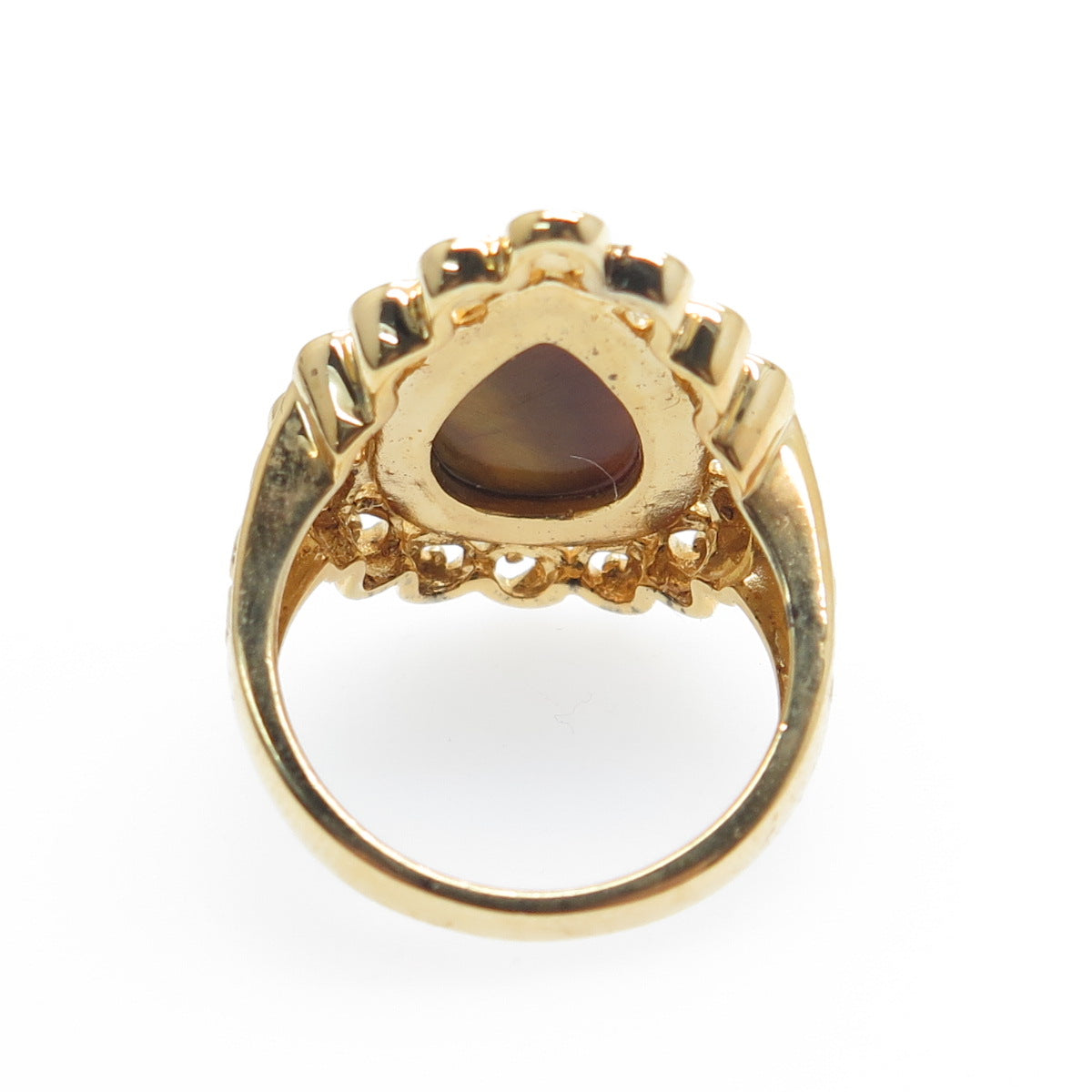 ROSS SIMONS 925 Sterling Silver Gold Plated Real Tiger Eye Spiral Ring Size 6