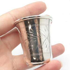 84 Silver Antique Russian Empire Etched Shot Cup