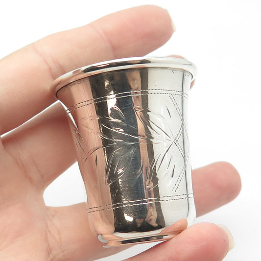84 Silver Antique Russian Empire Etched Shot Cup