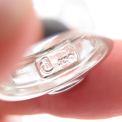 CAROLYN POLLACK Sterling 2-Tone Vintage Turquoise Inlay Spiral Ring Size 6.25