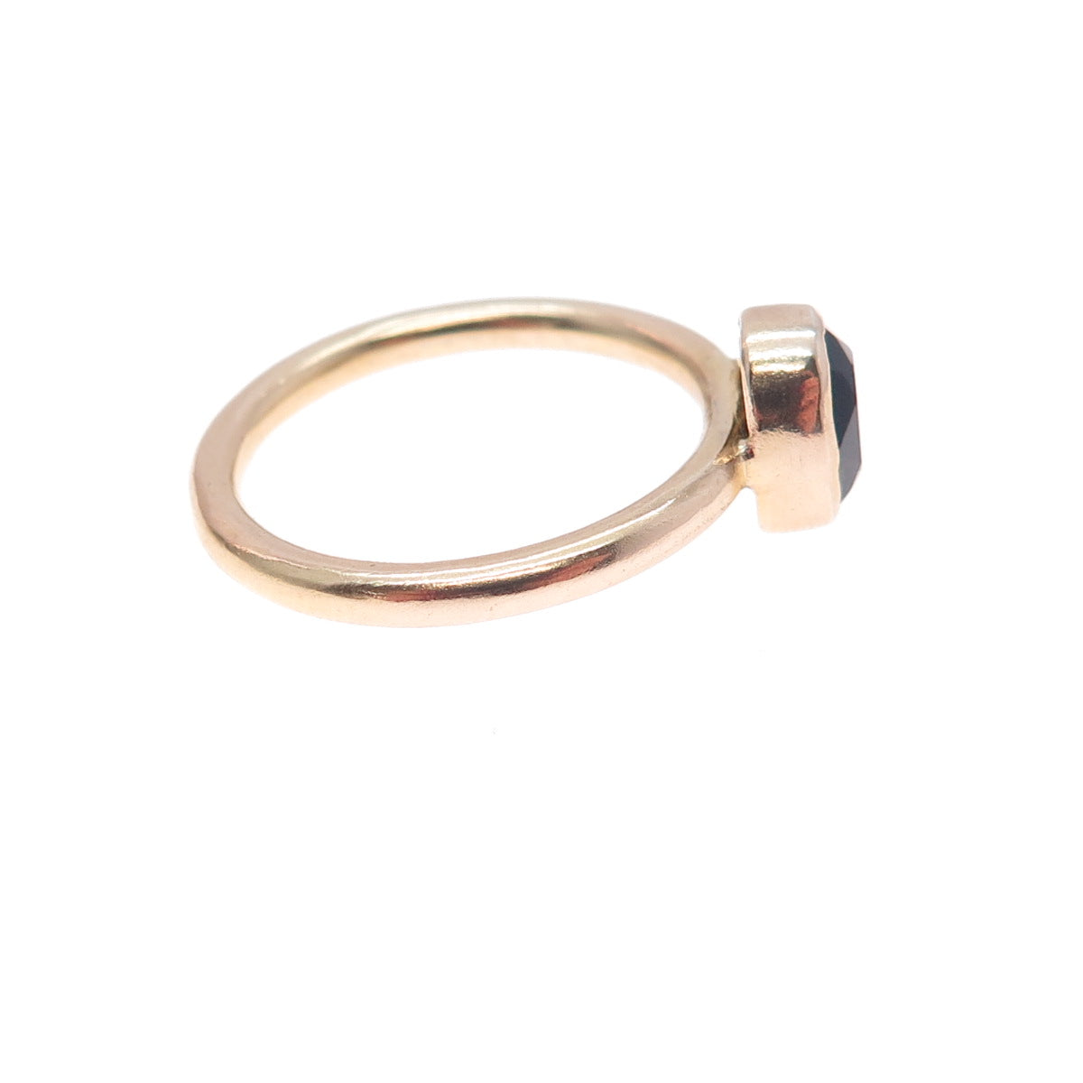 SAI 925 Sterling Silver Rose Gold Plated Vintage Real Black Spinel Ring Size 8